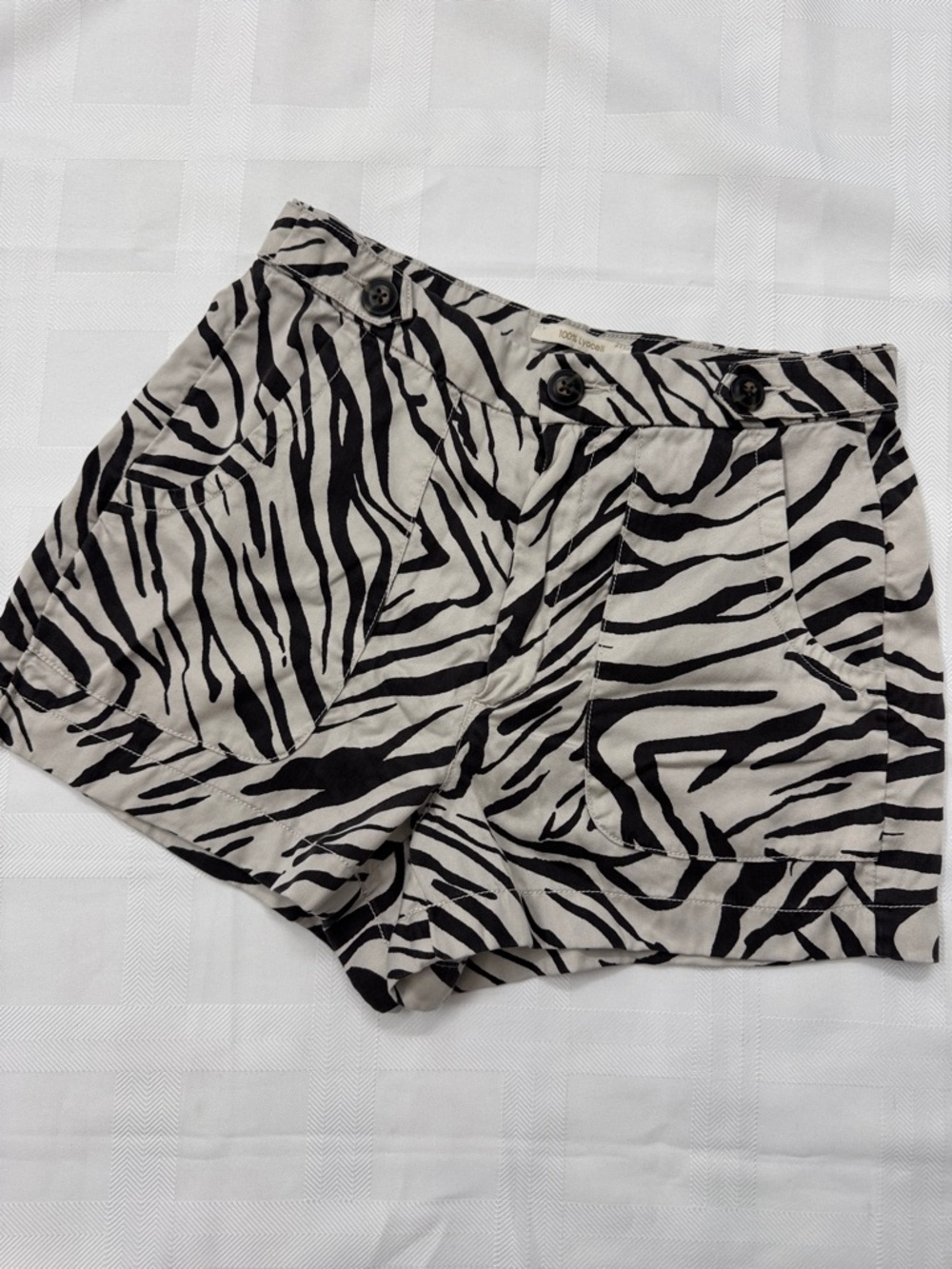 Cynthia Rowley Black & Cream Zebra-Print High-Waist Shorts